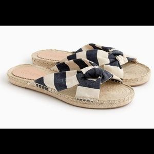 J.crew knotted espadrille slides in stripe